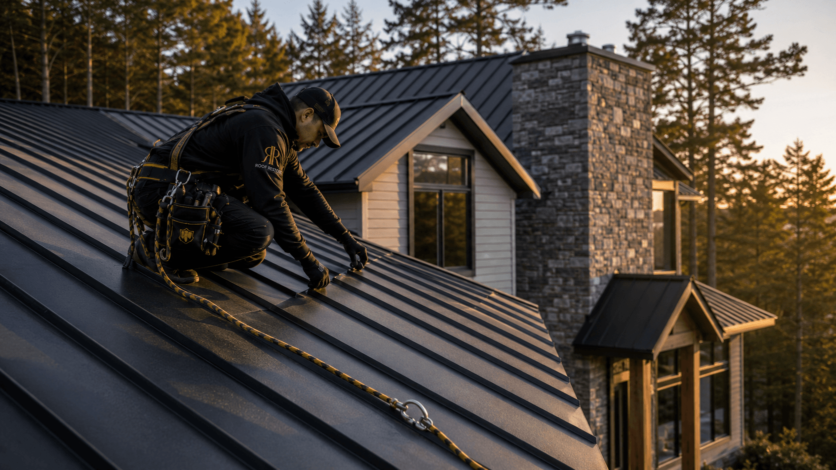 Fully restored commercial roof with white fluid-applied silicone coating in Maine